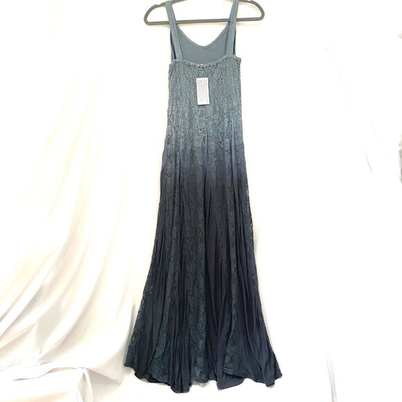 NWOT Indigo Thread Lace Jersey Dip Dye Maxi Dress XS Ombre Fairy Whimsigoth Boho - Picture 2 of 13